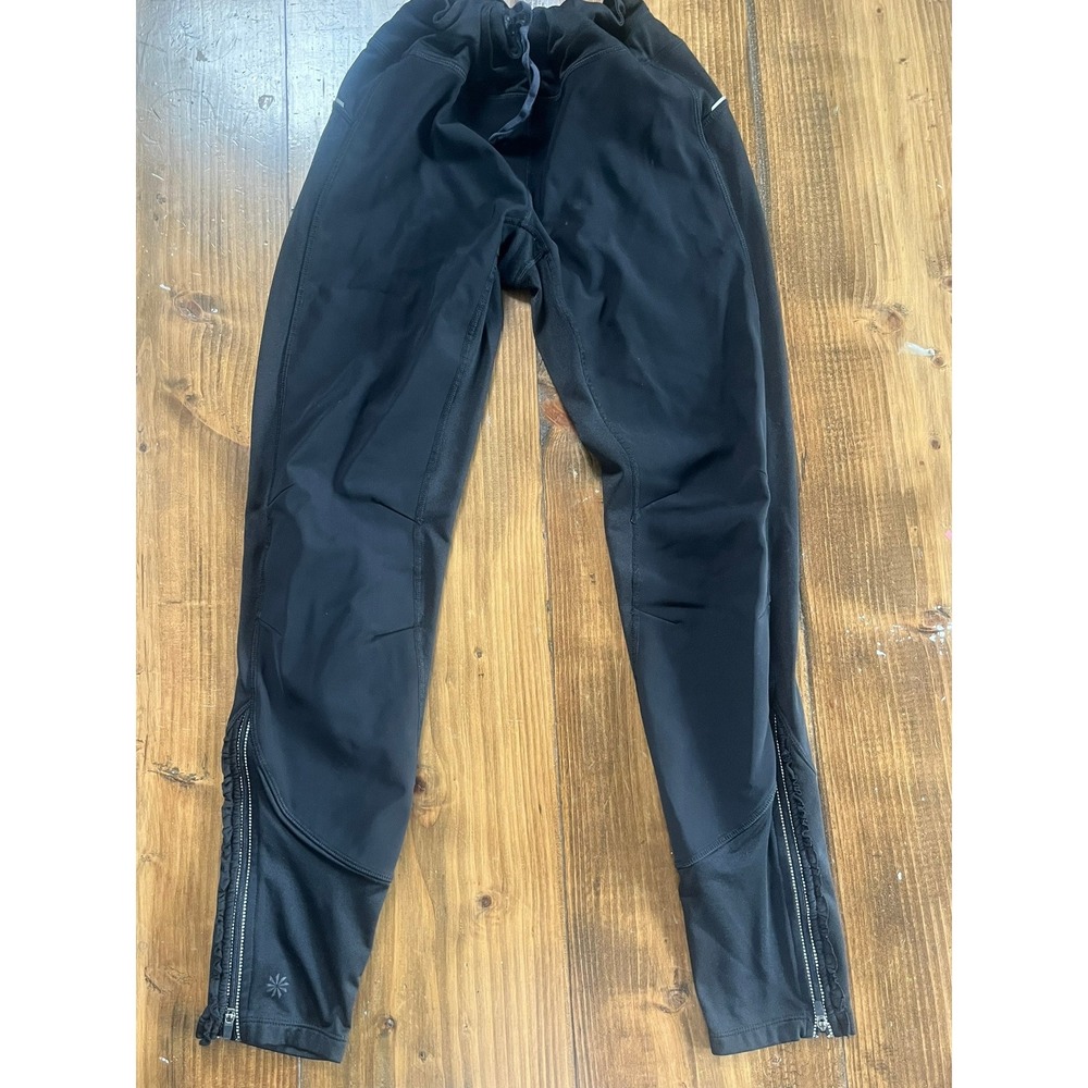 Athleta Rainier Tight  Black Thermal Reflective Running Leggings Size M‎